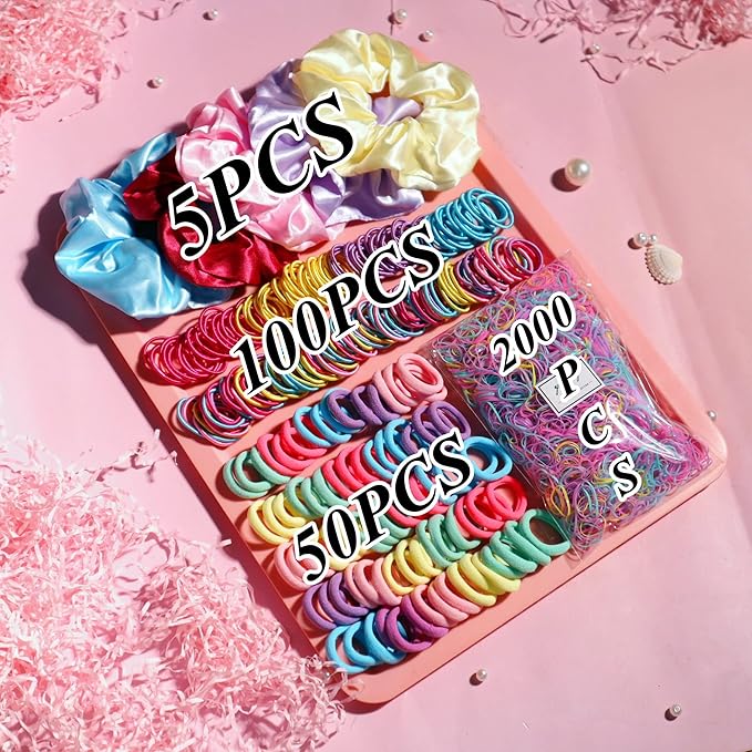 Colour Hair Accessories, Hair Ties, Scrunchies For Girls Women, Ponytail Holders, Traceless Hair Ropes Set For Baby and Kids