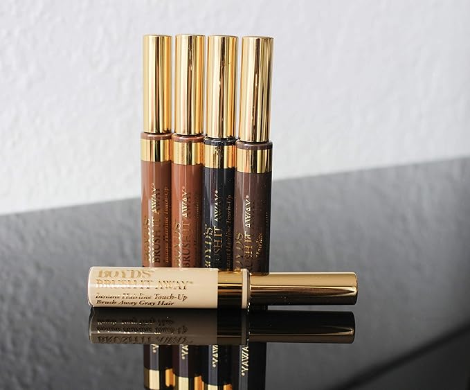 Boyd’s Brush It Away | Grey Hair Root Touch Up for Women & Men | Temporary Hair Color Mascara | Quick-Dry Water-Resistant Concealing Formula | Medium Brown