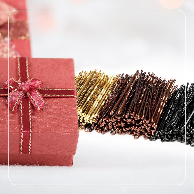 Bobby Pins 360 Pcs Brown Blonde Black Hair, 2 Inch Premium Secure Hold, Bulk with Storage Box, Women & Girls Styling