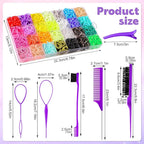 28 Colors Rubber Bands with 7 Hair Styling Tools, 1500 Pcs Colorful Elastic Ties Small Rubber Bands Baby Toddler Hair Ties for Girls Christmas Gifts