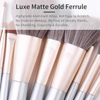 Natural Hair Makeup Brushes Set Professional, Grey Squirrel Hair Makeup Brush Set with Case, Unique Cosmetic Brushes Makeup Set, Natural Makeup Brushes, Natural Bristle Makeup Brushes -Silver