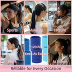 LuSeren 120 Pcs Blue Hair Ties for Women, No Damage Soft Seamless Nylon Hair Elastics for Thick Hair, Ponytail Holders, 3 Gradient Blue Hair Accessories