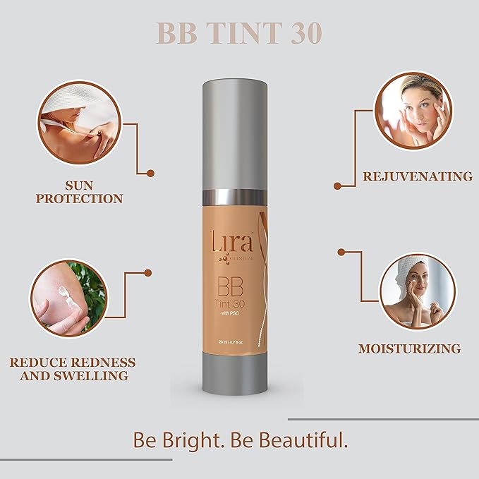 Lira Clinical BB - SPF 30 Tinted BB Cream with PSC & Vitamins - Full coverage - 0.7 fl oz. (BB Tint 30)