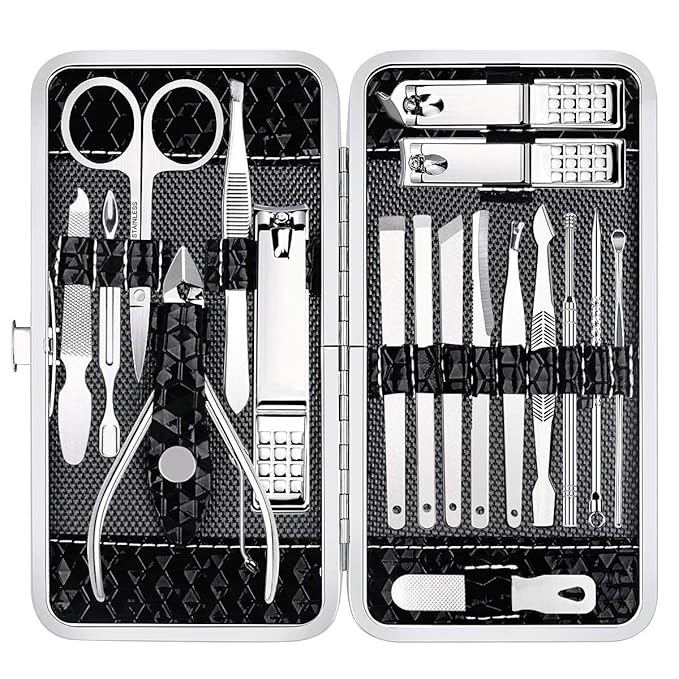 Nail Clippers Set Fingernail and Toenail Clipper Cutters Men's Accessories,Manicure Pedicure Kit Professional Grooming Kits,Nail Care Tools with Travel Case Gifts for Men Women