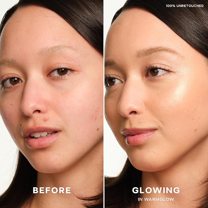 Saie Glowy Super Gel - Hydrating Makeup Primer and Illuminating Glow Serum Enriched with Vitamin C and Squalane Oil - All-Over Liquid Highlighter Makeup for Instant Glass Skin - Warmglow (1 oz)