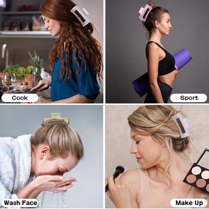 4.1 Inch Large Jumbo Jaw Square Clips for Thick Hair - 12 Pcs Bulk Hair Accessories for Women and Girls - Ice Cream