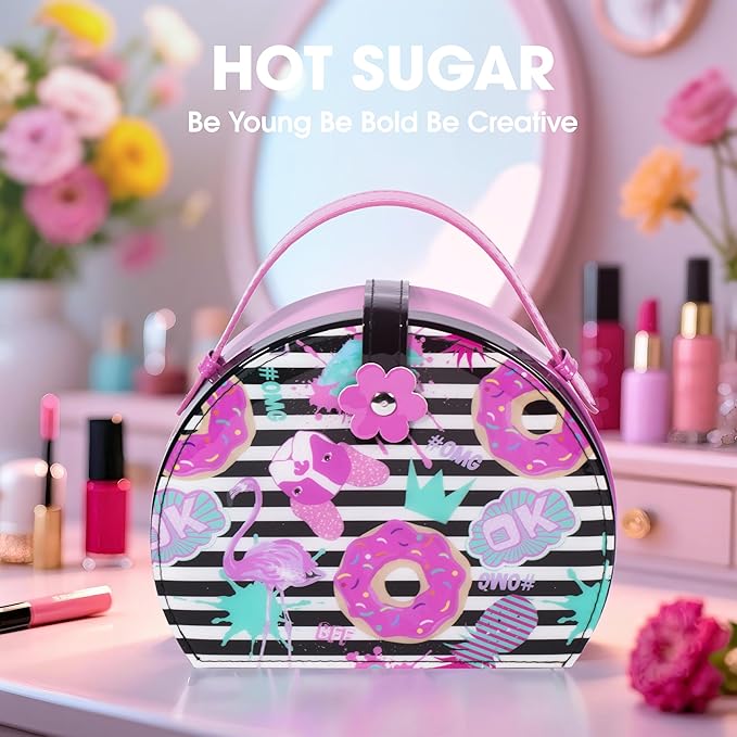 Hot Sugar Kids Makeup Kit, Girls Makeup Kit Age 4-6 7-8 10-12, Cosmetics Gift Set for Girls Birthday Christmas (Rose)