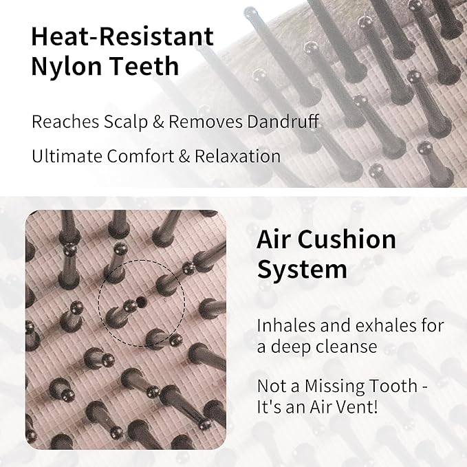 Paddle Hair Brush for Women-Detangling Cushion Brush with Soft Ball-Tip Bristles,Anti-Static Wide Brush for Wet Dry Hair,Smooth Comfortable Scalp Care