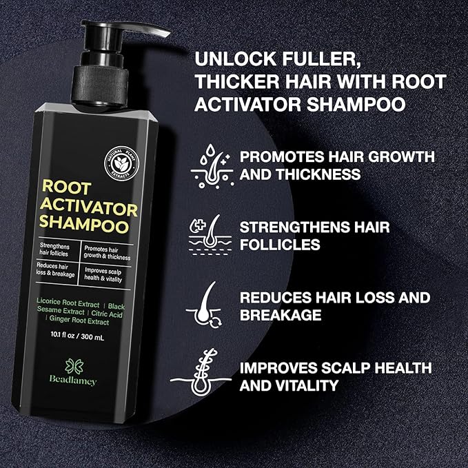 Root Activator Shampoo for Men: Hair Growth Shampoo for Hair Loss and Thinning Hair - 10.1 fl oz / 300 mL