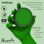 Mehron Makeup Paradise Makeup AQ Pro Size | Stage & Screen Performance, Face & Body Painting, Beauty, Cosplay, and Halloween | Water Activated Face Paint, Body Paint 1.4 oz (40 g) - Amazon Green