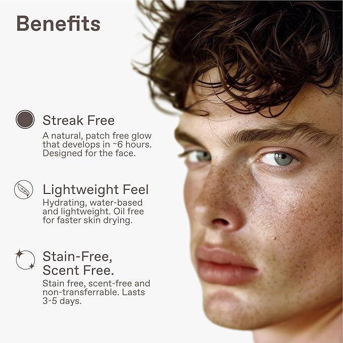 Jet Set Face Clear Self Tanner Spray for Men, Hyaluronic Acid, Hydrating Watermelon Extract, Mess & Streak Free, Anti Orange Tanning Water, 3.4 Fl Oz