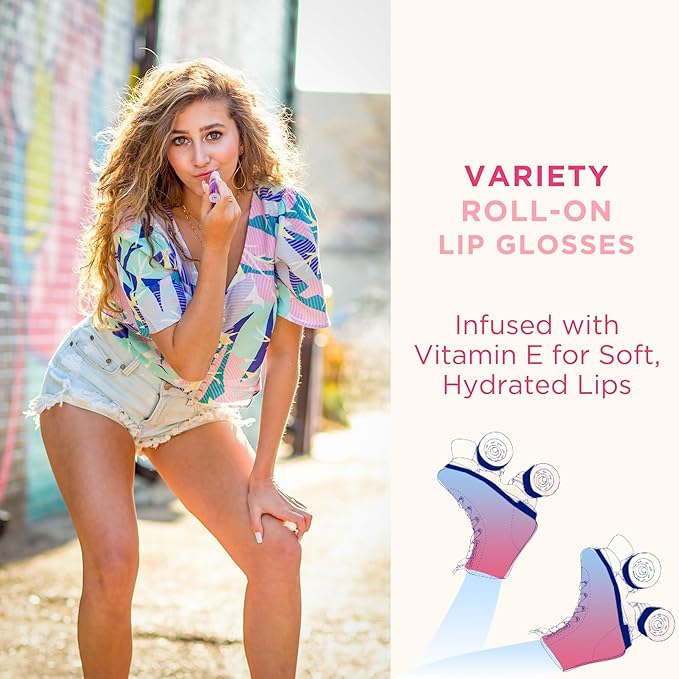 Honestly Margo Roller Girl Roll-On Lip Gloss Set (Strawberry Amber, Watermelon Alexis, Bubblegum Destiny - Pack of 3) – Lip Gloss for Women with Hydrating Vitamin E & Moisturizing Shine, Non Stick