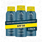 Oars + Alps Sunscreen Spray for Face & Body Spray Sunscreen Infused with Vitamin C & Antioxidants, No White Residue, Water & Sweat Resistant, All Skin Types, Lightweight, Hydrating, SPF 50, 1.87Oz,3pk