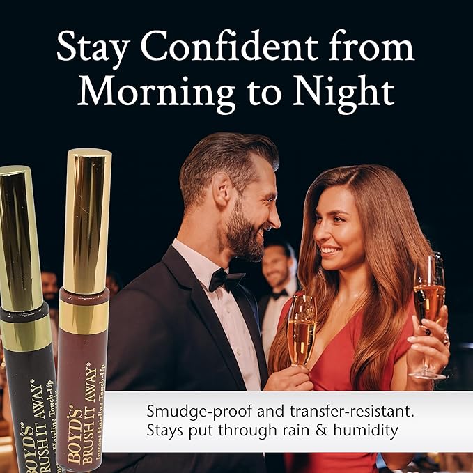 Boyd’s Brush It Away | Grey Hair Root Touch Up for Women & Men | Temporary Hair Color Mascara | Quick-Dry Water-Resistant Concealing Formula | Light Brown