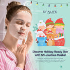 SpaLife Beauty Santa’s Squad Christmas Face Mask Bundle | Korean Facial Masks | Hydrating, Soothing, Complexion Enhancing and Firming Sheet Mask Set | Christmas Gifts for Women | 12 Pack