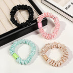 Scrunchies Silk Satin Hair Ties - Small Mini Thin Elestics Ponytail Holder Hair Bands Skinny Scrunchy For Thick Curl Hair No Crease Hair Ties Soft Accessories No Hurt Your Hair for Women and Girls