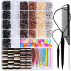 TsMADDTs Hair Accessories, Elastic Hair Ties for Baby Toddlers Kids Girls, 6 Colors Small Rubber Bands Set with Ties and Clips, Styling Tools