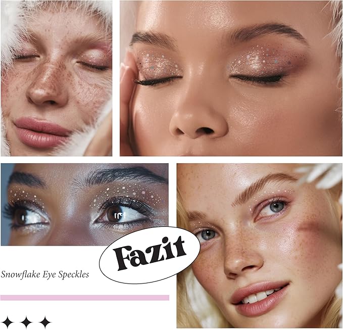 Fazit Makeup Patches - Snowflake Eye Speckles - Glow Up Make-Up Patches - Cute Glitter Makeup Accessories for Women - Cosmetic Glitter for Face