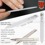 3 Swords Germany - Brand Quality 6 Piece Manicure Pedicure Grooming kit Set - Scissors, Metal and Glass Nail File, Clipper, Tweezers with Synthetic Leather case - White