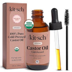 Kitsch Organic Castor Oil for Hair Growth - 100% Pure Castor Oil, Organic Cold Pressed Unrefined Glass Bottle for Face, Skin, Lashes, Brows, Scalp, Nails & Belly Button | Ideal Gifts for Women - 2 oz