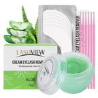 LASHVIEW Eyelash Extension Remover Cream Gentle Aloe Vera Formula, Lash Removal Kit with Eye Patches & Cotton Swabs(15g)