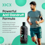 Kick Mens Shampoo - Peppermint & Tea Tree for Oil Control - Sulfate-Free, Refreshing Formula - Anti-Dandruff and Scalp Soothing - Shampoo for Oily Hair - Cruelty-Free - 16.6oz