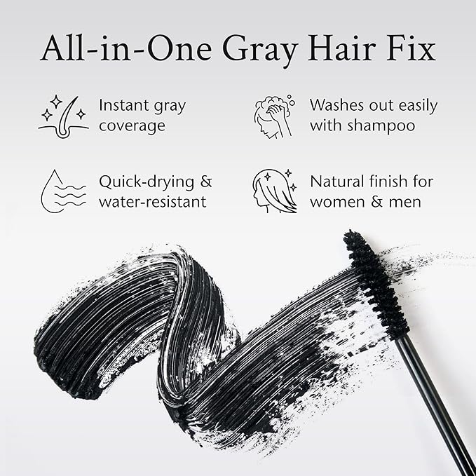 Boyd’s Brush It Away | Grey Hair Root Touch Up for Women & Men | Temporary Hair Color Mascara | Quick-Dry Water-Resistant Concealing Formula | Medium Brown, 2-Pack