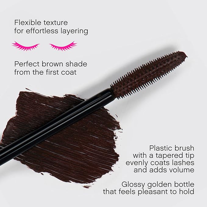 Vivienne Sabó Cabaret Premiere Brown Mascara, Volume and Length, Defining, Curling, No Flaking, No Clumping, Smudge Proof, Washable, Cruelty-Free, Made in Europe, (05 Brown), 0.3 Fl Oz, 1 Pack