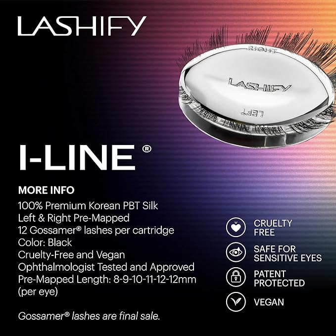 Lashify I-LineLong Pre-Mapped Gossamer, Easy DIY False Lashes to Create an Angled Look and Eyeliner Effect