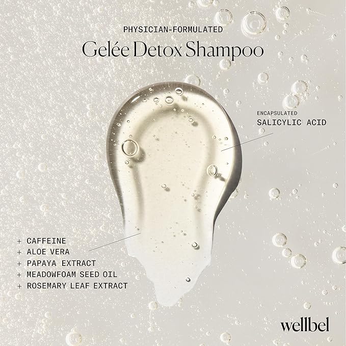 WELLBEL Gelée Detox Shampoo – pH-Balanced Scalp Detox, Gently Exfoliates & Removes Buildup, Dermatologist-Tested, Color-Safe, Hydrating & Strengthening Formula for Healthy, Bouncy Hair