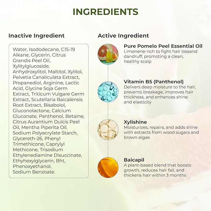 Cocoon Pomelo Oil Hair Tonic. 100% Vegan Scalp Serum Treatment for Thinning, Damaged & Breakage Hair | Soften, Reduce Hair Loss & Promote Hair Growth. 10.5 fl oz