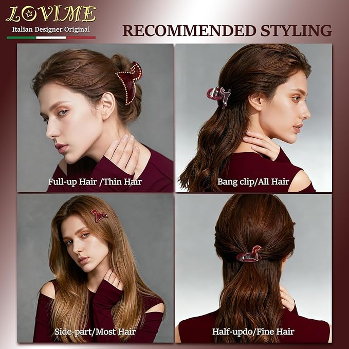 2026 Original Italian Designed Christmas Hair Barrettes for Women, Plant-Based Acetate France Barrettes for Birthday Girls Fine Thin Hair, Handmade Hair Clip With Gift Box-Steed Twilight