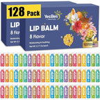 128 Pack Lip Balm, Natural Lip Balm Bulk with Vitamin E and Coconut Oil, Moisturizing Lip Balm for Dry Cracked Lips, Lip Balm for Stocking Stuffers - 8 Flavors