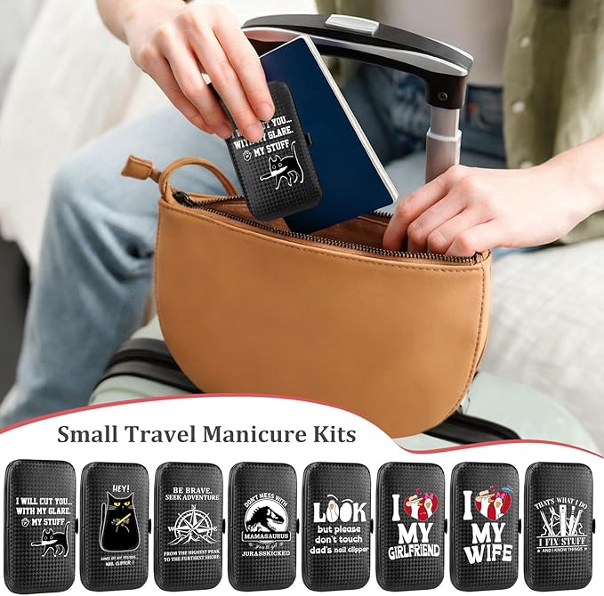 COSHAYSOO Christmas Stocking Stuffers Small Useful Funny Birthday Gifts for Husband Wife, 7 Pcs Travel Manicure Set with Black Case Nail Clipper Grooming Fingernail Care Kit I Love My Wife