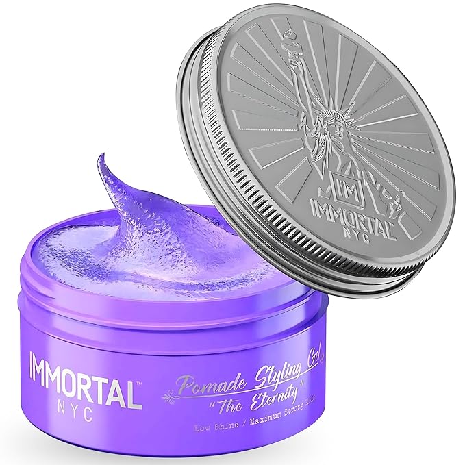 Immortal NYC Hair Styling Pomade - The Eternity, Extra Strong Hold, Low Shine, Water-Based, All Natural, No Residue, Men’s Pomade for All Hair Types