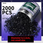Teenitor 2000pcs Black Hair Rubber Bands Soft Elastic Hair Ties for Kids Girls Hair Braids
