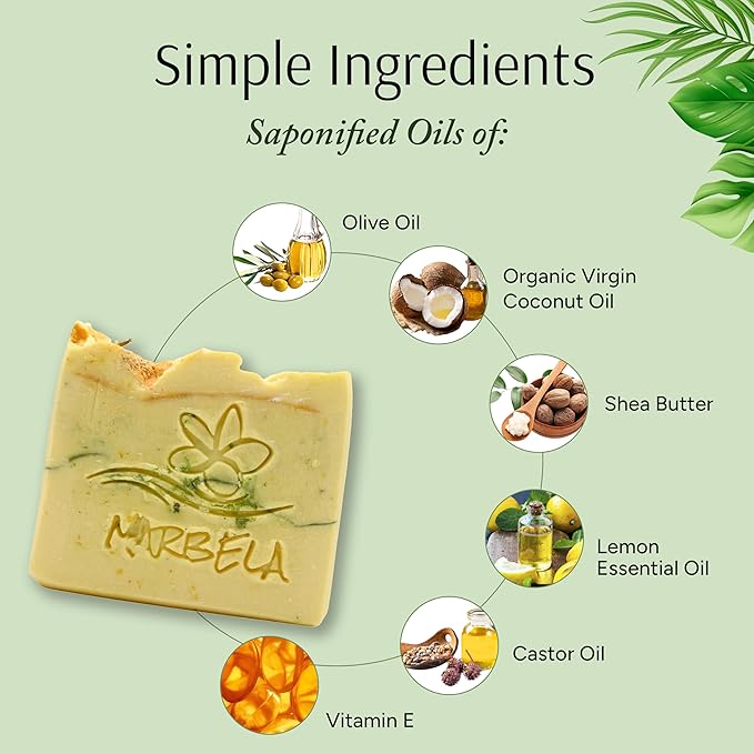 Marbela Cosmetics Perfectly Peeled Handmade Soap Bar - Made in USA, Vegan Friendly, Palm Oil Free, Natural Bar Soap - Gentle Face & Body Soap for Daily Skin Care, Moisturizing & Nourishing - 3.5 oz