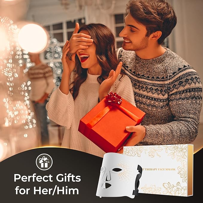 Red Light Therapy for Face-LED Face Mask Light Therapy with 3 Gears,2500mAh Battery,Remote Control,Infrared Red Light Therapy Mask for Home Working Travel Yoga Sleep