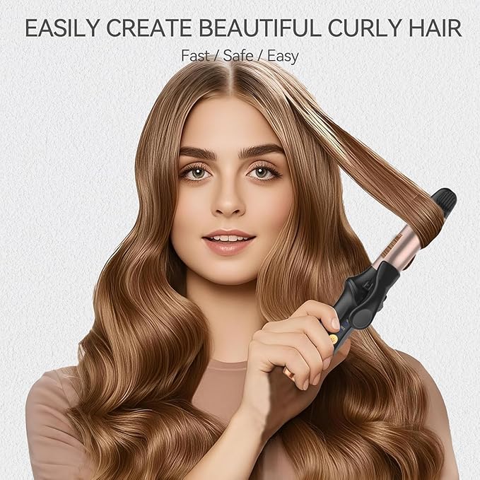 Cordless Curling Iron USB Rechargeable 4000 mAh 3 Temp Setting Travel Portable Mini Hair Curler Curling Wand for Long Hair