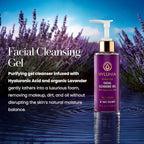 Hylunia Facial Cleansing Gel, Hydrating Cleanser & Makeup Remover w/Hyaluronic Acid, Organic Lavender & Plant Extracts. Deep Cleans, Balances Skin, Soothes Acne-Prone Skin. Sulfate Free. 5.1 fl. oz.