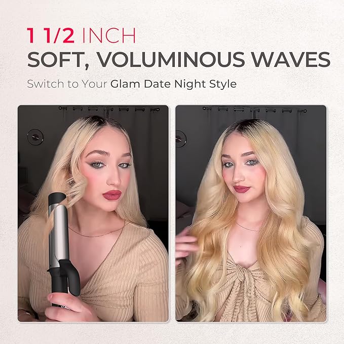 TYMO Curling Iron Set - 1/2, 1, 1 1/2 Inch Professional Ceramic Hair Curler for Spiral Curls & Beach Waves, Ionic Curling Wand for Women Short/Long Hair, Fast Heating, Dual Voltage & 5 Temps, Black