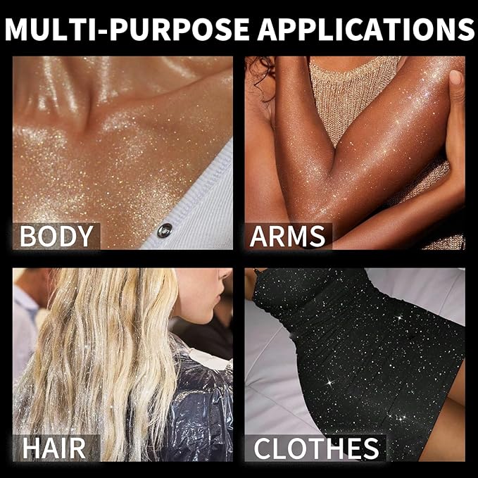 Hair Glitter Body Glitter Spray, 150ML Glitter Hairspray Silver Glitter Spray for Hair and Body, Hair Glitter for Kids Women, Body Shimmer Festival Rave and Makeup 4.2 Fl Oz