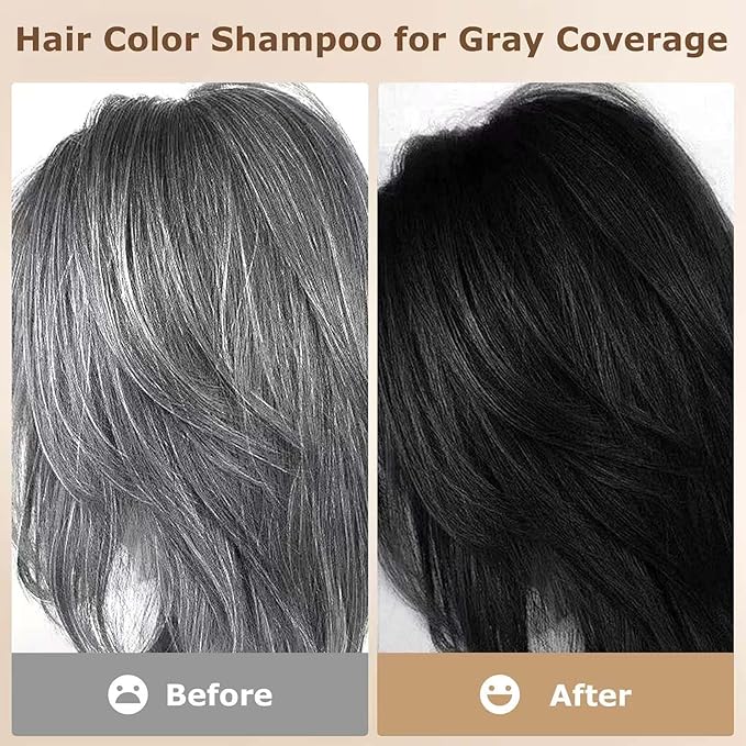 Limer Hair Dye Shampoo, Coffee Color 6-in-1 Natural Herbal Hair Color Shampoo, Semi-Permanent Gray Coverage with Pleasant Scent, Ammonia-Free Formula for Women & Men (460ml/15.55fl oz)