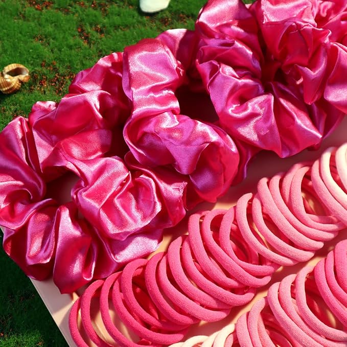 YANRONG 1159PCS Hair Accessories for Woman Set Seamless Ponytail Holders Variety Hair Scrunchies Hair Bands Scrunchy Hair Ties For Thick and Curly (1159PCS (Rose Red))