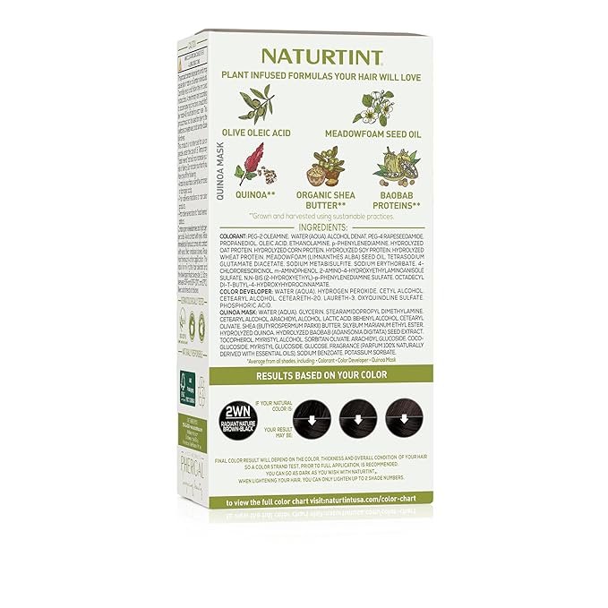 Naturtint 2WN Radiant Nature Brown Black Permanent Hair Color (Pack of 1), Ammonia Free, Vegan, Cruelty Free, up to 100% Gray Coverage, Long Lasting Results (Packaging may vary)