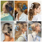 3.5 Inch Medium Hair Claw Clips 6 Pack Hair Clips for Women Square Rectangle Claw for Hair Banana Jaw Clips Hair Accessories for Girls (Blue)