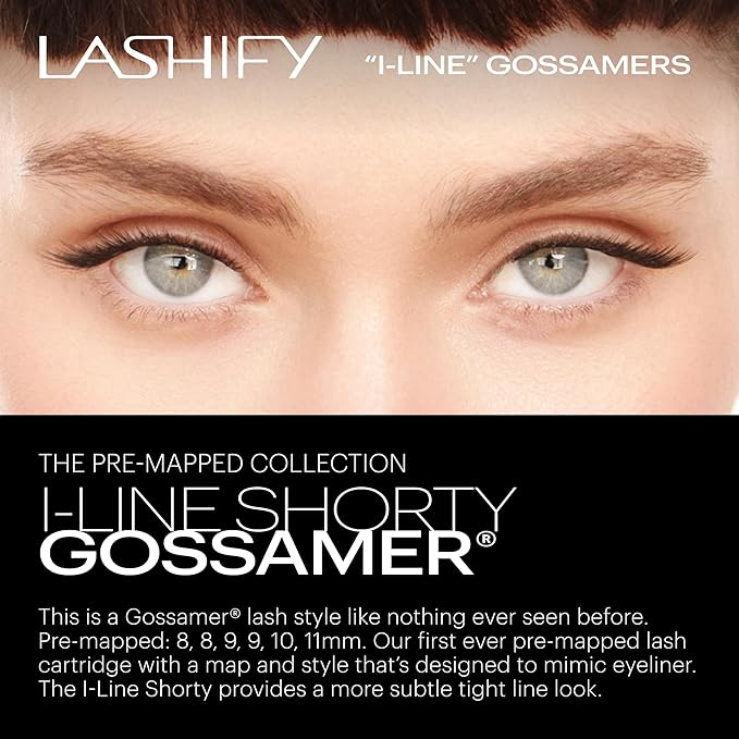 Lashify I-LineShort Pre-Mapped Gossamer, Easy DIY False Lashes to Create an Angled Look and Eyeliner Effect