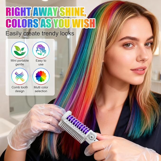 Festive Fun Hair Chalk Combs, 8 Color Washable Hair Chalk Set, Hair Color Comb Temporary Hair Chalk Comb,for All Ages for Birthday Party, Christmas Gifts