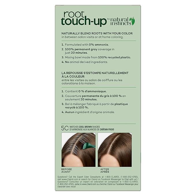 Clairol Root Touch-Up by Natural Instincts Permanent Hair Dye, 5C Cool Brown Hair Color, Pack of 1