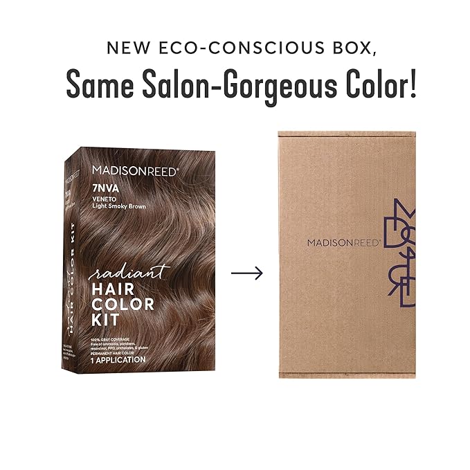 Madison Reed Radiant Hair Color Kit - 7NA Light Ash Brown with Cool Smoky Undertones (Arezzo Brown), Dimensional Gray Hair Blending Permanent Hair Dye, PPD-Free & Ammonia-Free, 2 Pack